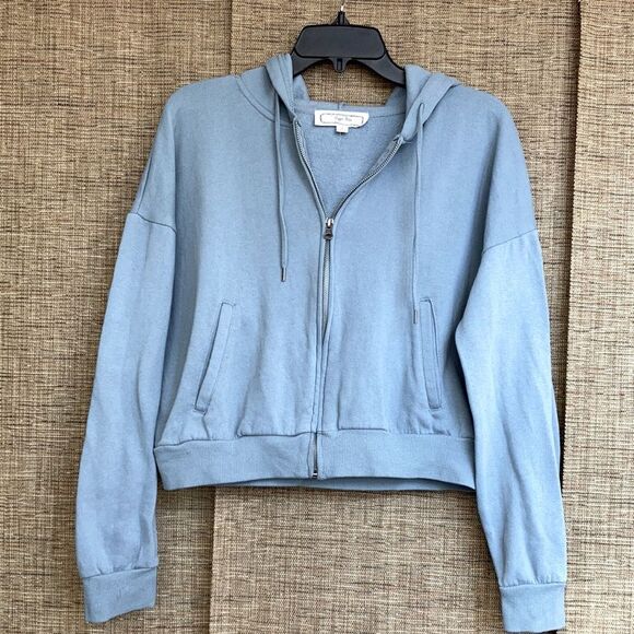 Hippie Rose cropped hoodie color warm grey is blue - Picture 1 of 5